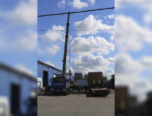 СИЗИФ - Фото Разгрузка нового станка весом 7,5 тонны с трала и установка в новом цехе